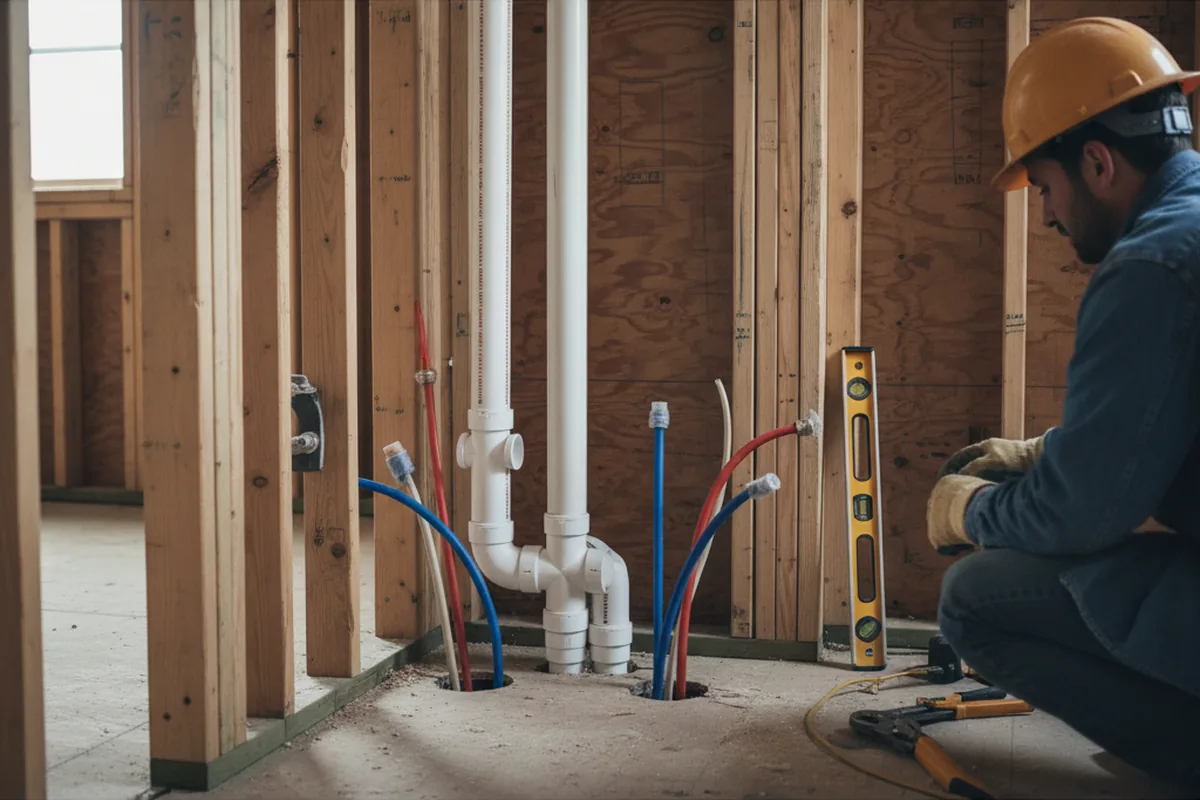 Drain and supply rough-in during Toilet Repair and Installation in Munroe Falls