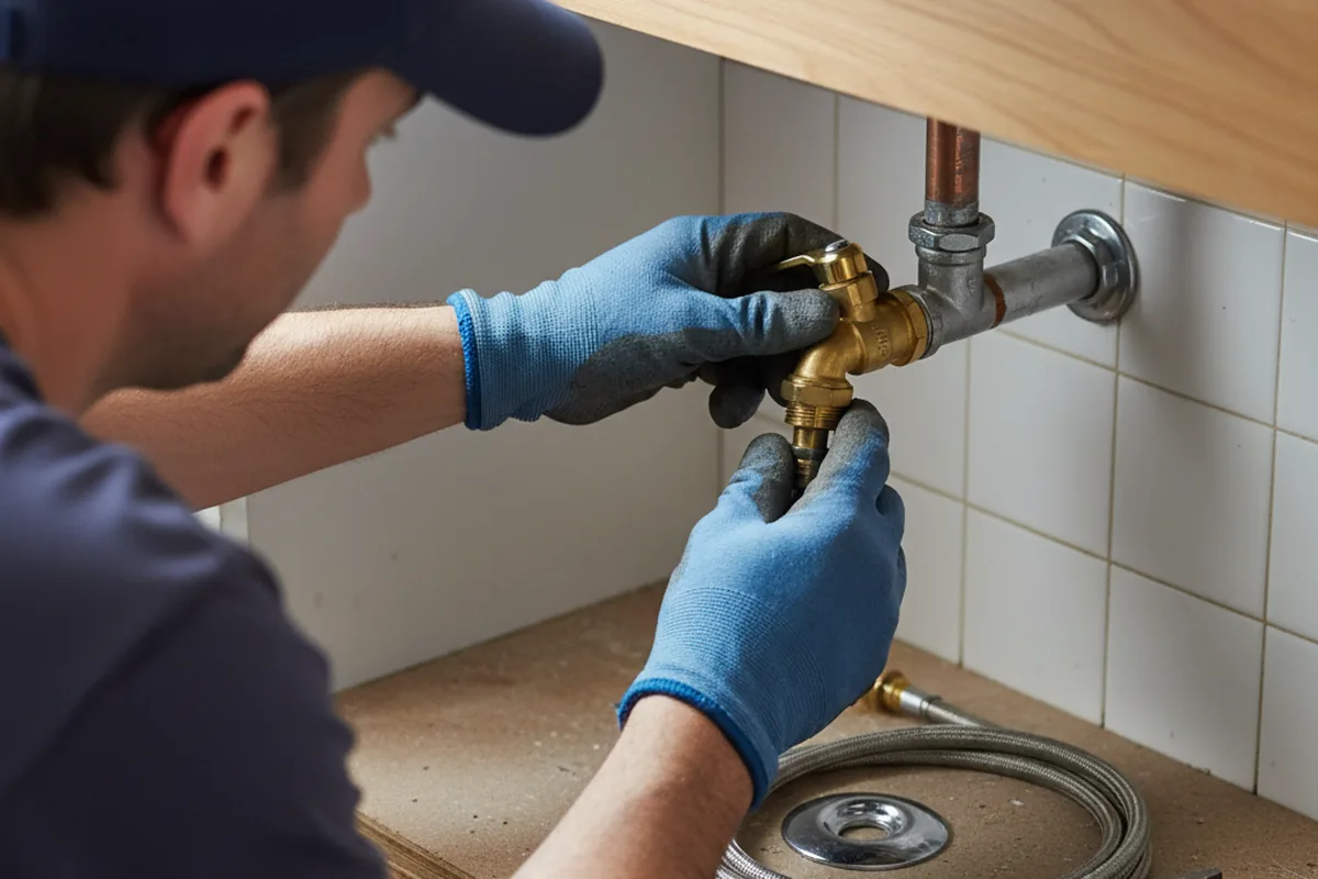 Shutoff valve and fitting work during Burst Pipe Repair in Munroe Falls